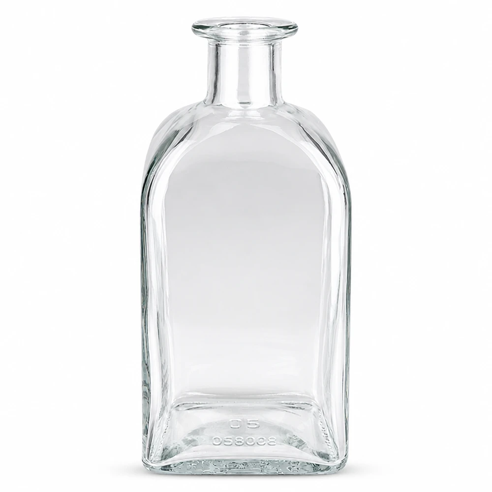 500ml Glasflasche "Julia" ohne Verschluss UNiTWIST 500ml Glasflasche Julia ohne Verschluss UNiTWIST transparent rechteckig mit kurzem Hals für Spirituosen und Öle