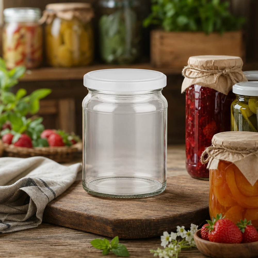 205ml Rundglas mit BasicSeal Deckel weiß UNiTWIST 205ml Rundglas mit BasicSeal Deckel zwischen selbstgemachten Marmeladen und Konfitüren - perfekt für Einkochen