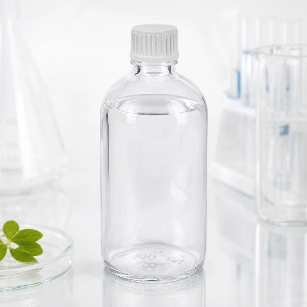 Hochwertige 100ml Glasflasche mit weißem 0.9mm Tropfverschluss ClearLine UT18 Standardausführung
