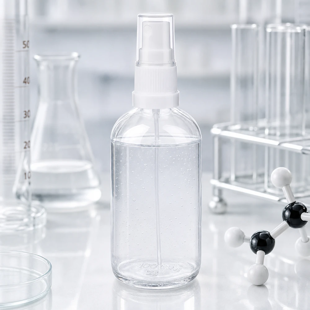 100ml Sprayflasche weiß/transparent Standardverschluss ClearLine UT18/100 100ml Kunststoff-Sprühflasche ClearLine UT18 weiß befüllt mit klarer Flüssigkeit
