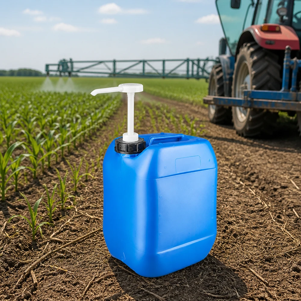 Kanister 10 Liter blau mit Dosierpumpe Tragbarer blauer 10L Kanister mit Dosierpumpe für den professionellen Agrarbetrieb