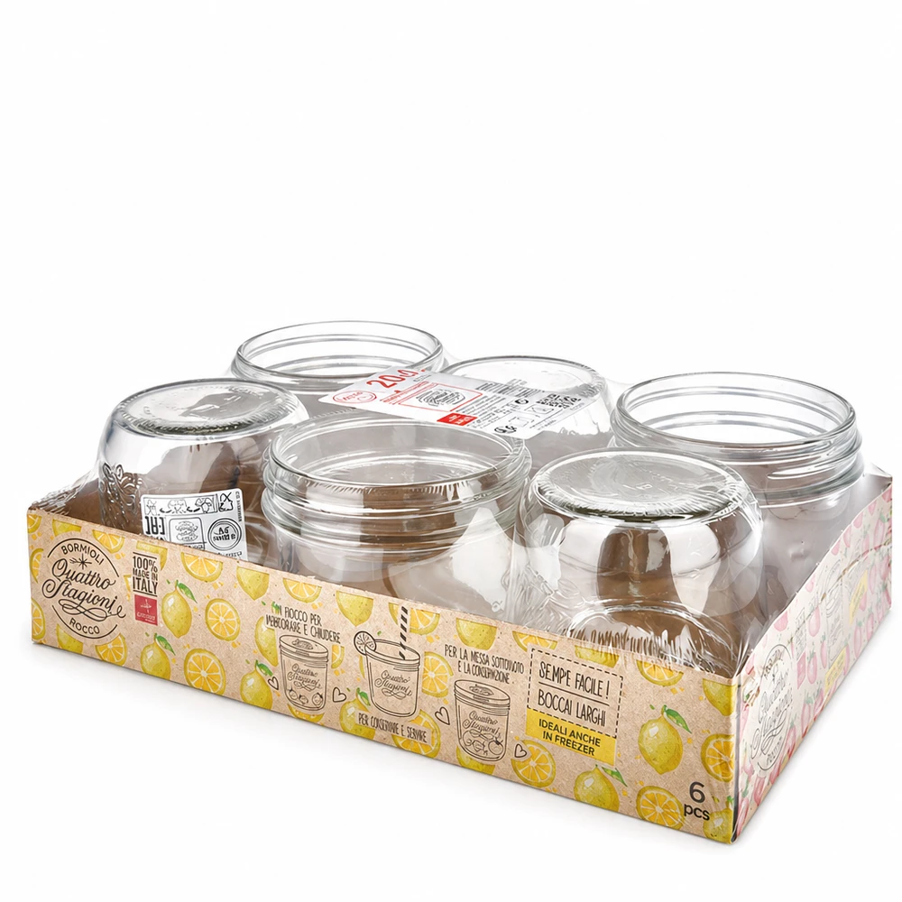 200ml Sturzglas "Quattro Stagioni" mit Deckel 200ml Sturzglas Quattro Stagioni mit Deckel 6er Set Einmachgläser aus Italien in gelber Verpackung