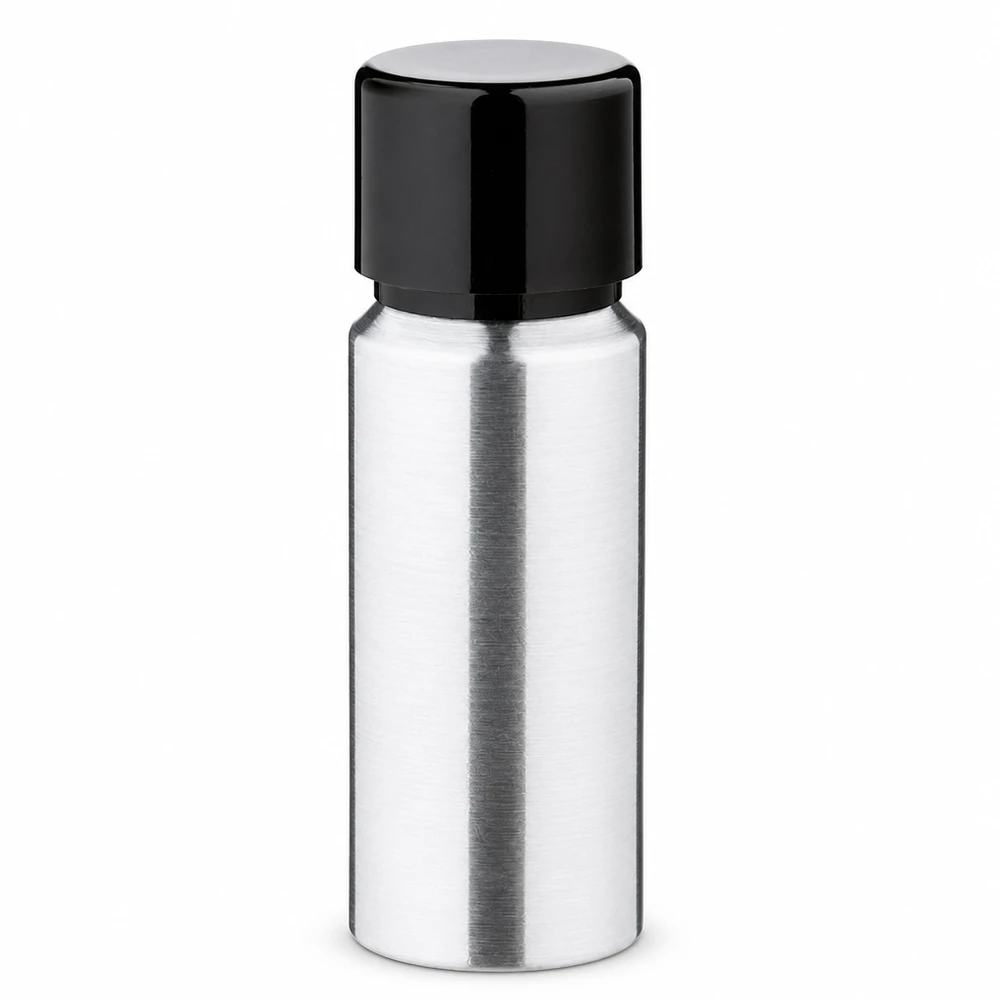Leere 20ml Aluflasche mit Schraubkappe perfekt zum Abfüllen von Hautpflegeprodukten