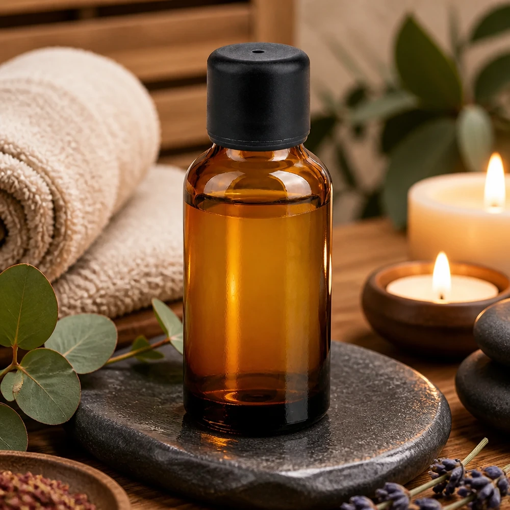 Vielseitige 30ml Glasflasche für Massage- und Pflegeöle mit zuverlässigem schwarzen Schraubverschluss