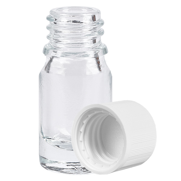 5ml Flasche 11mm Schraubverschluss weiß Standard Kindersicherung ClearLine UT18/5 5ml Flasche 11mm Schraubverschluss weiß Standard Kindersicherung ClearLine UT18/5
