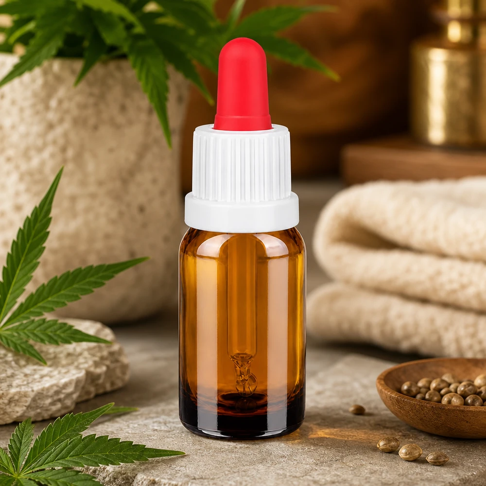 10ml Pipettenflasche weiß/rot Originalitätsverschluss BrownLine UT18/10 10ml Glasflasche mit weißem Verschlusssystem und roter Pipettenspitze für Naturkosmetik