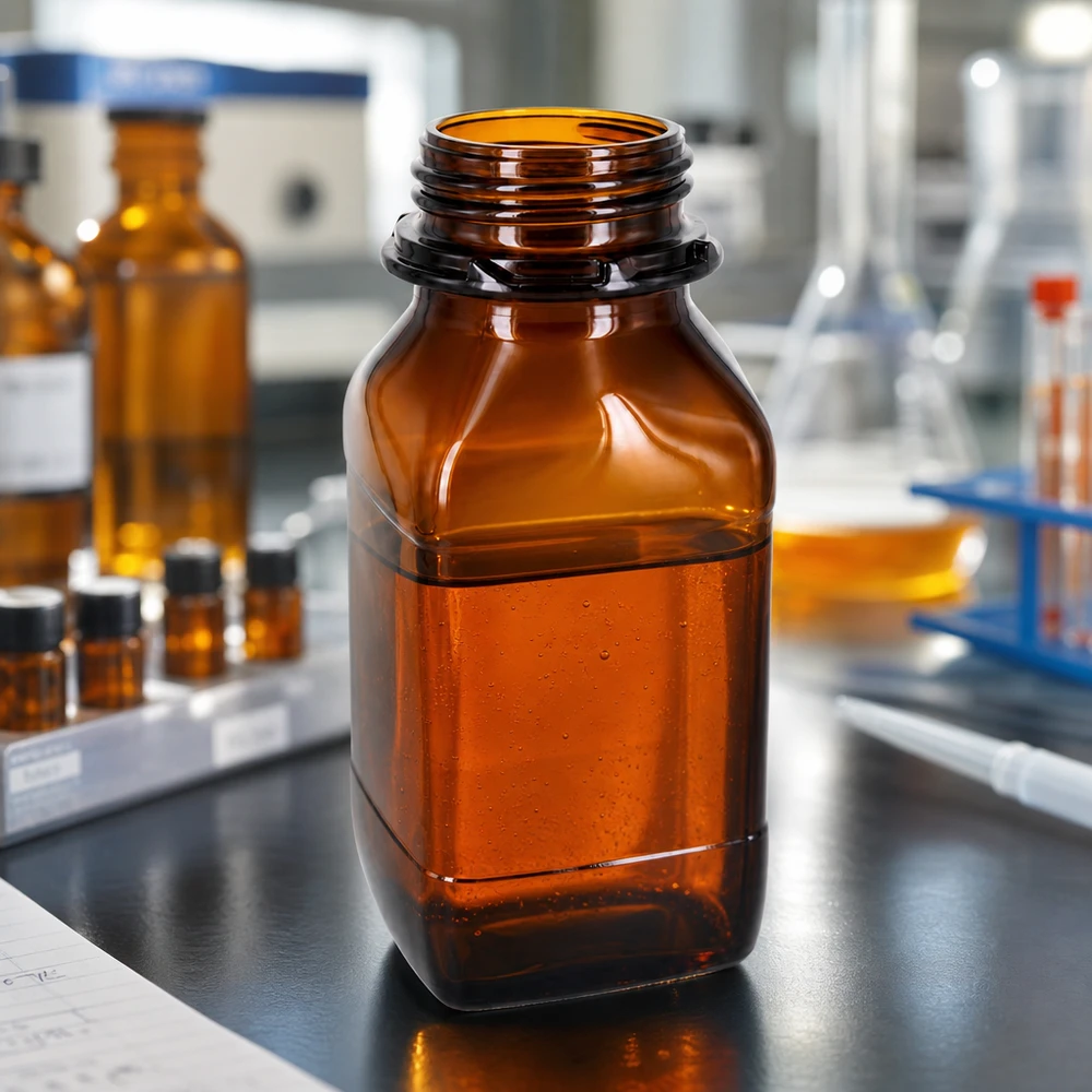 500ml Braunglas Flasche - Perfekt für Ihre wertvollen Flüssigkeiten 500ml Weithalsflasche für Chemikalien mit ergonomischem Design und rutschfester Oberfläche