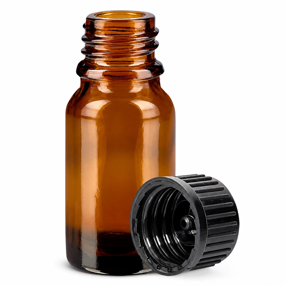 10ml Flasche 11mm Schraubverschluss schwarz Standard BrownLine UT18/10 10ml Probenflasche aus UV-schützendem Braunglas mit auslaufsicherem schwarzen Deckel