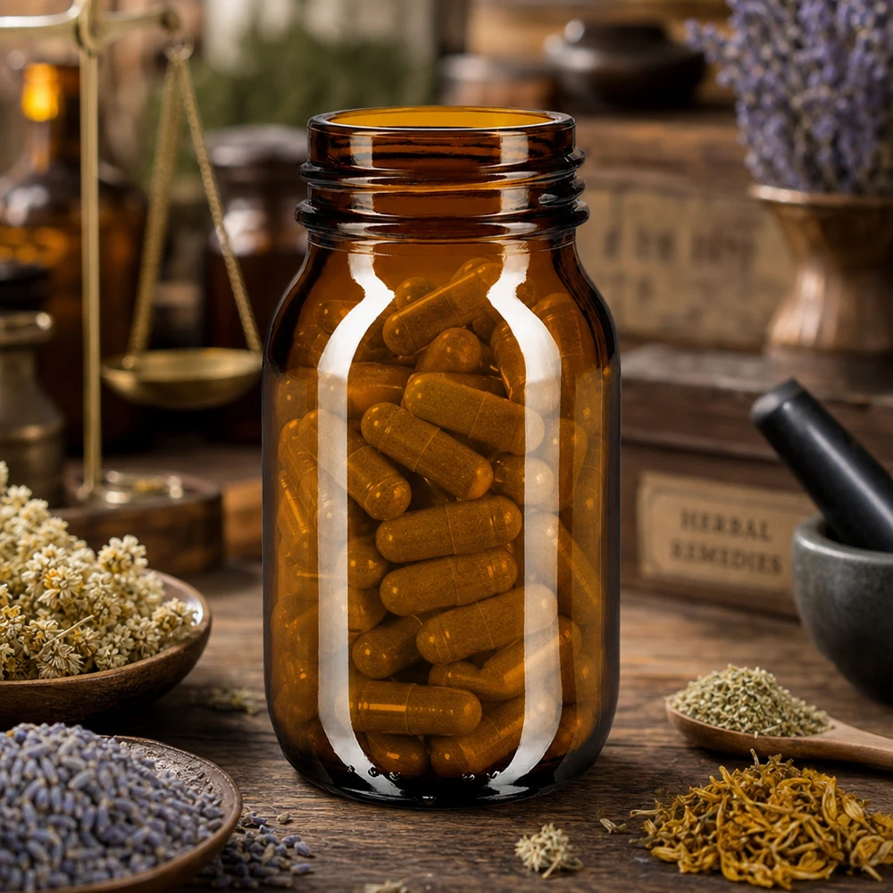 Umweltfreundliche 100ml Glasflasche braun mit breitem Hals für nachhaltige Lagerung