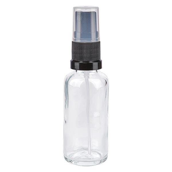 Apothekenflasche klar 30ml Sprayaufsatz schwarz Apothekenflasche klar 30ml Sprayaufsatz schwarz