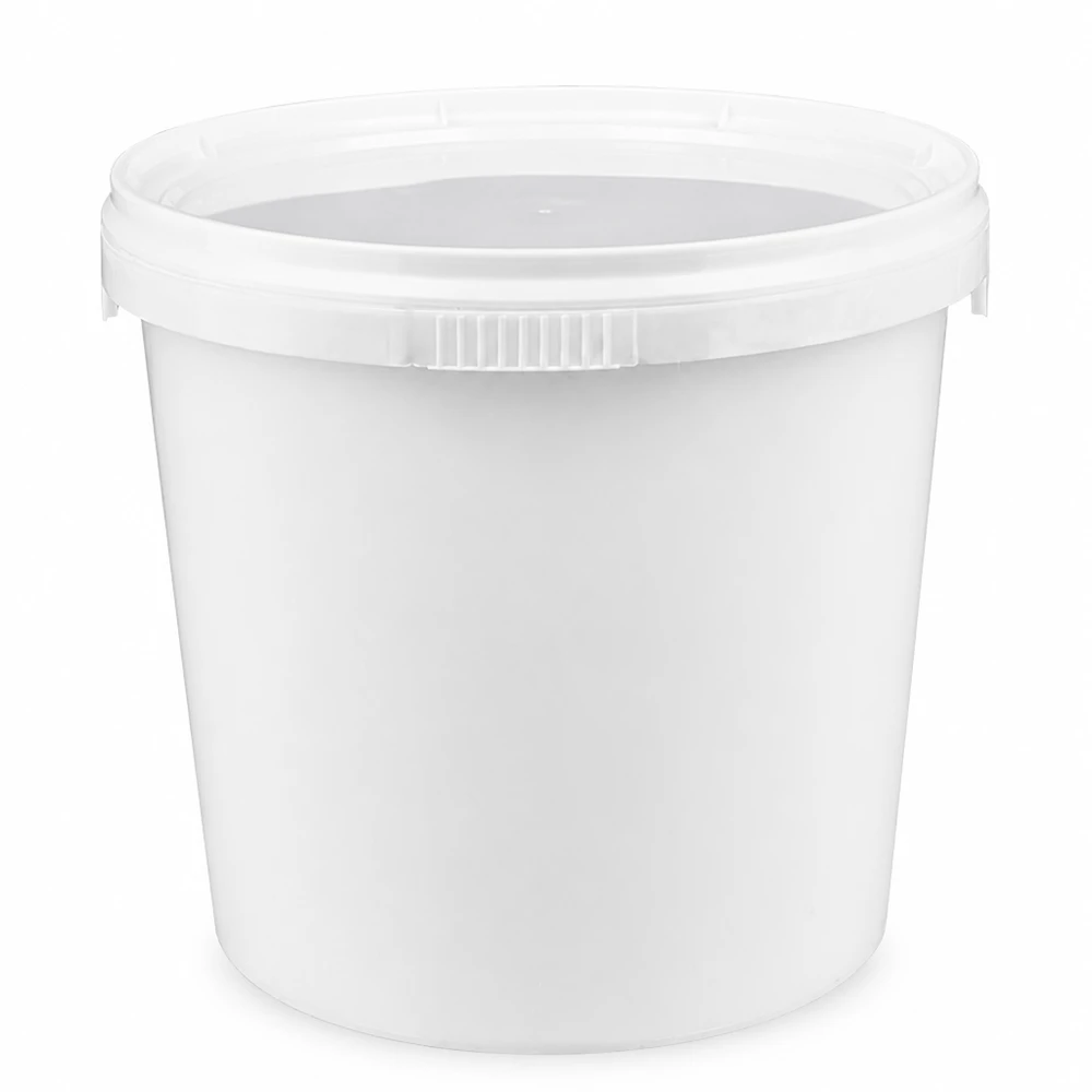 Eimer 1L aus weißem Kunststoff Polypropylen mit Deckel Weißer Plastikbehälter 1 Liter mit Deckel für Lebensmittel und Industrie