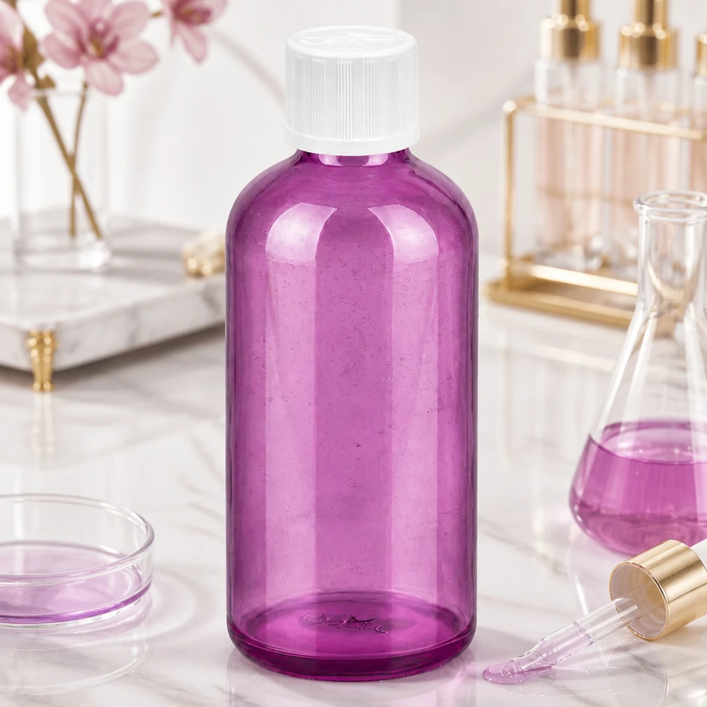 Premium 100ml Flasche in Purple mit 1.2mm Tropfeinsatz perfekt für DIY Kosmetik und Öle
