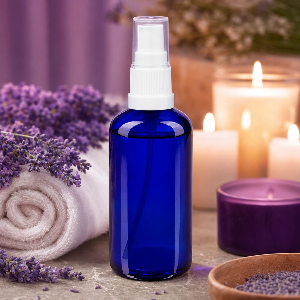 Nachfüllbare 50ml Glasflasche mit Sprühkopf weiß für Kosmetik und Naturprodukte