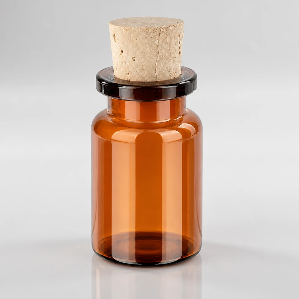 Flasche Braunglas 5ml mit Korken 11/14mm Robuste Braunglasflasche 5ml mit zylindrischem Korpus und eingestecktem Korken