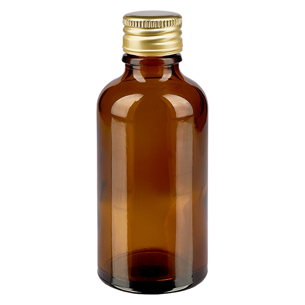 50ml Flasche 11mm Schraubverschluss Alu-Gold Standard BrownL. UT18/50