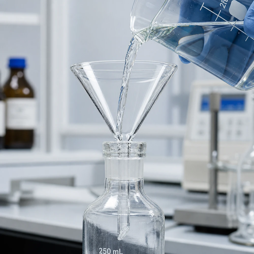 Vielseitiger Glastrichter 75mm aus temperaturbeständigem Borosilikat für Küche und Wissenschaft