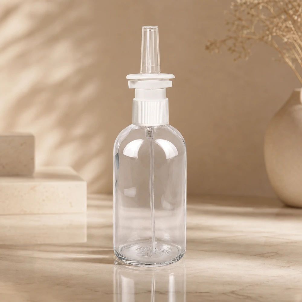 100ml ClearLine Nasensprayflasche STD mit Tauchrohr und weißem Sprühaufsatz