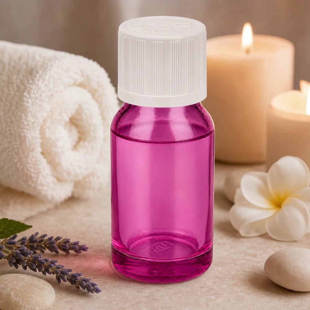 10ml Flasche 11mm Schraubverschluss weiß Standard Kindersicher PurpleLine UT18/10 Dekorative 10ml Glasflasche in Purple für stilvolle Aufbewahrung von Duftölen und Extrakten
