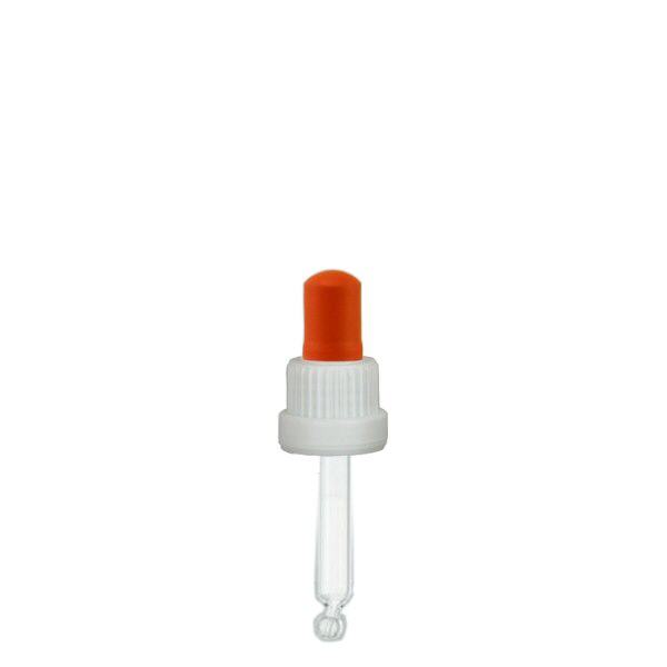 Glas-Tropfpipette weiß/rot 18mm PL53.5 Originalitätsverschluss