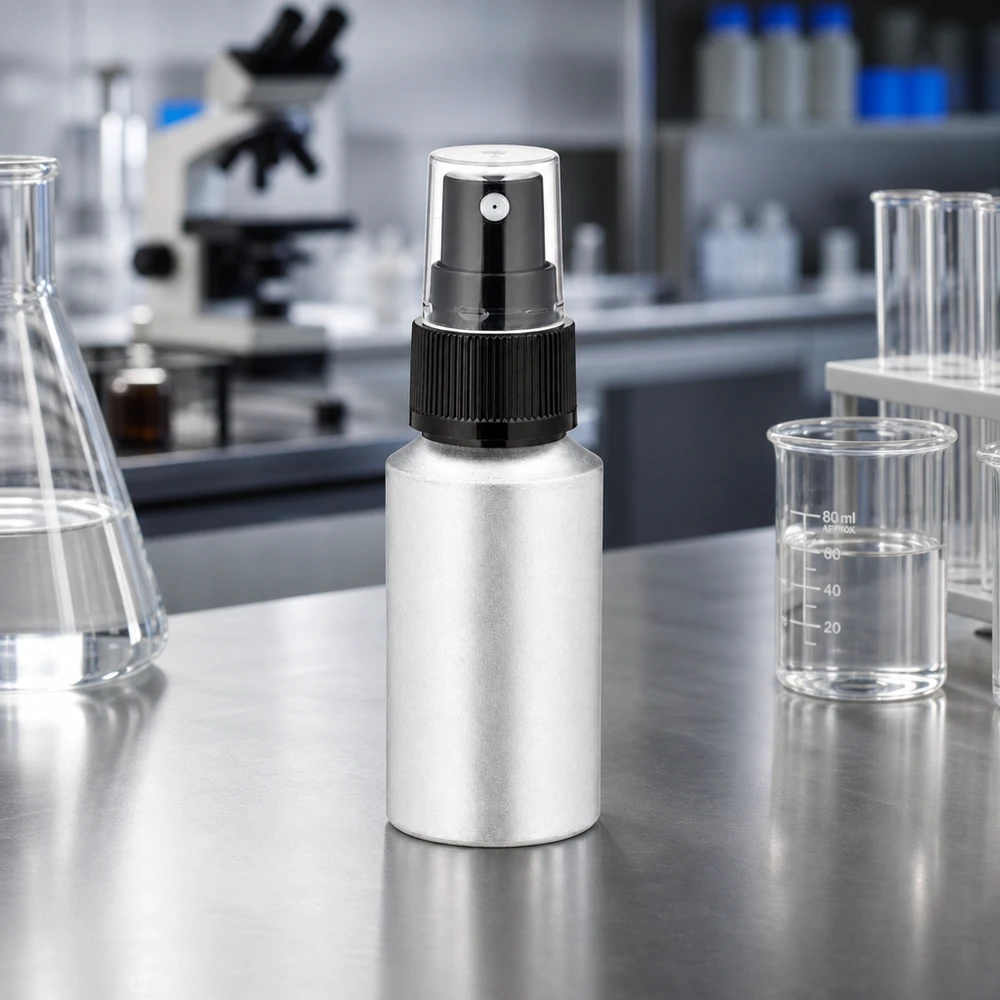 Professionelle 30ml gebeizte Aluminiumflasche mit Feinzerstäuber für Laboranwendungen