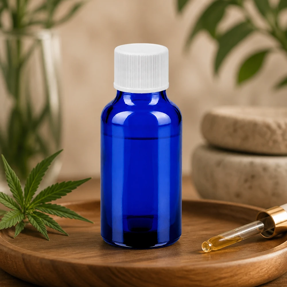 20ml Flasche 11mm Schraubverschluss weiß Standard BlueLine UT18/20 Elegante 20ml Tropfflasche in Apothekerqualität mit weißem Verschluss für Hautpflegeöle