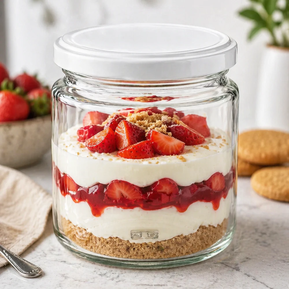 250ml Honigglas als Dessertglas für Erdbeer-Tiramisu mit BasicSeal Deckel, vielseitige Verwendung in der Küche