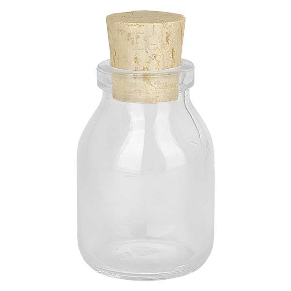 Round 50ml klar, Öffnung 22mm, inkl. Korken 22/26
