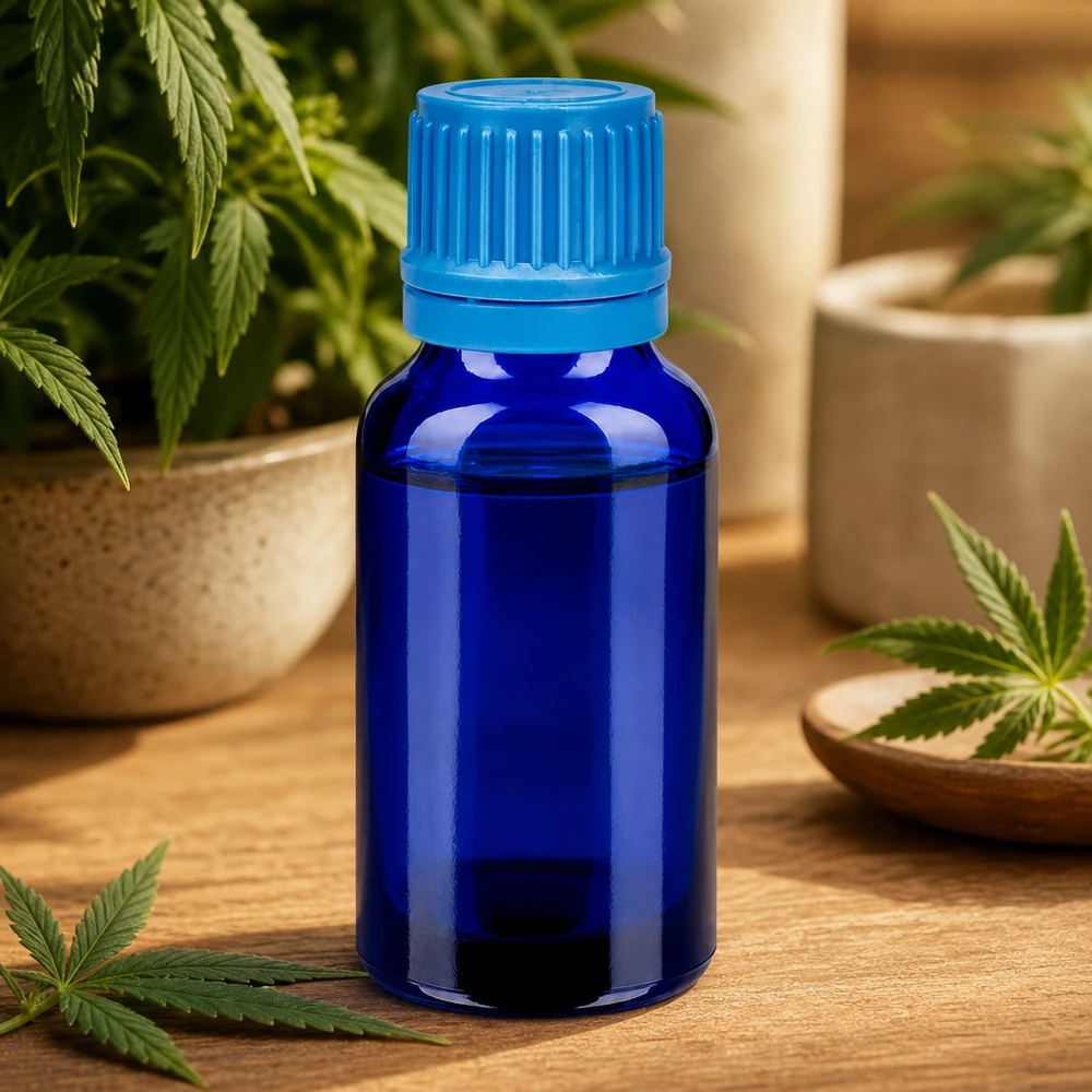 20ml Flasche 11mm Schraubverschluss blau Originalitätsverschluss BlueLine UT18/20 20ml SV-Flasche mit strukturiertem Griff-Verschluss für sichere Handhabung bei täglicher Nutzung