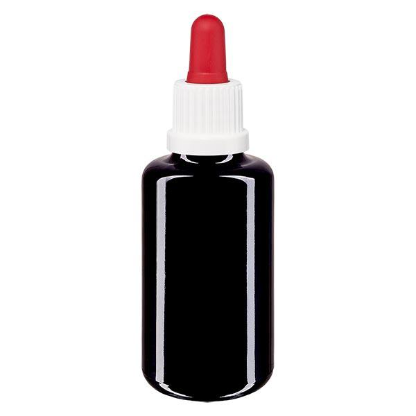 Apothekenflasche violett 30ml Pipette weiß/rot Originalitätsverschluss
