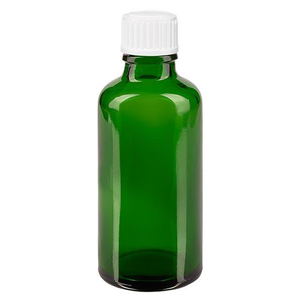 Apothekenflasche grün 50ml Tropfverschluss weiß 0.8mm Standard
