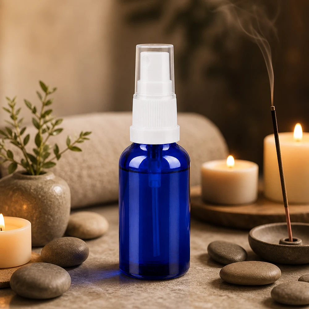 Robuste 30ml Sprayflasche aus getöntem Glas schützt lichtempfindliche Inhaltsstoffe optimal