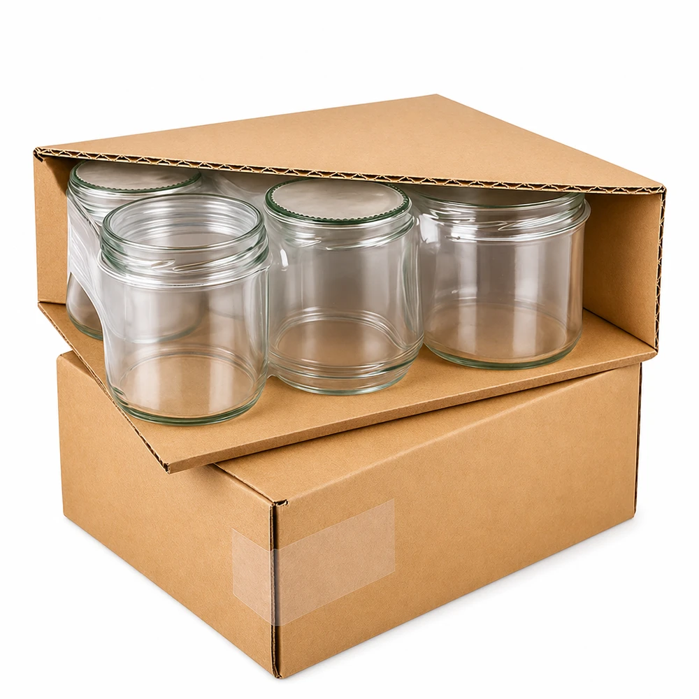 795ml Rundglas + BasicSeal Deckel Blume mint UNiTWIST Verpackung von 795ml Rundgläsern mit Blumen-Deckeln mint in Karton, professionelle Lieferung der Einmachgläser