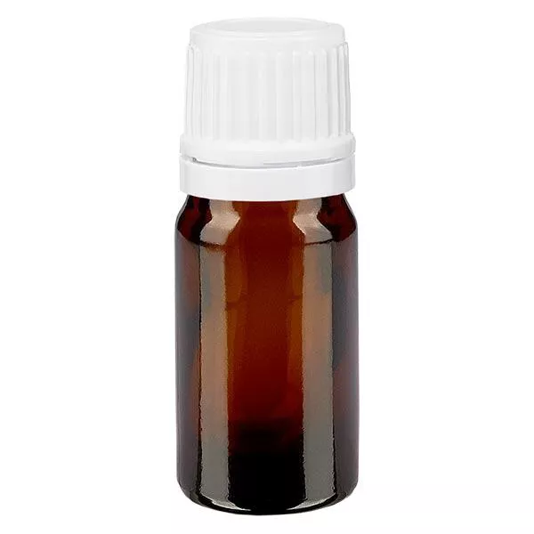 Apothekenflasche braun 5ml Tropfverschluss 1.2mm weiß Originalitätsverschluss Apothekenflasche braun 5ml Tropfverschluss 1.2mm weiß Originalitätsverschluss