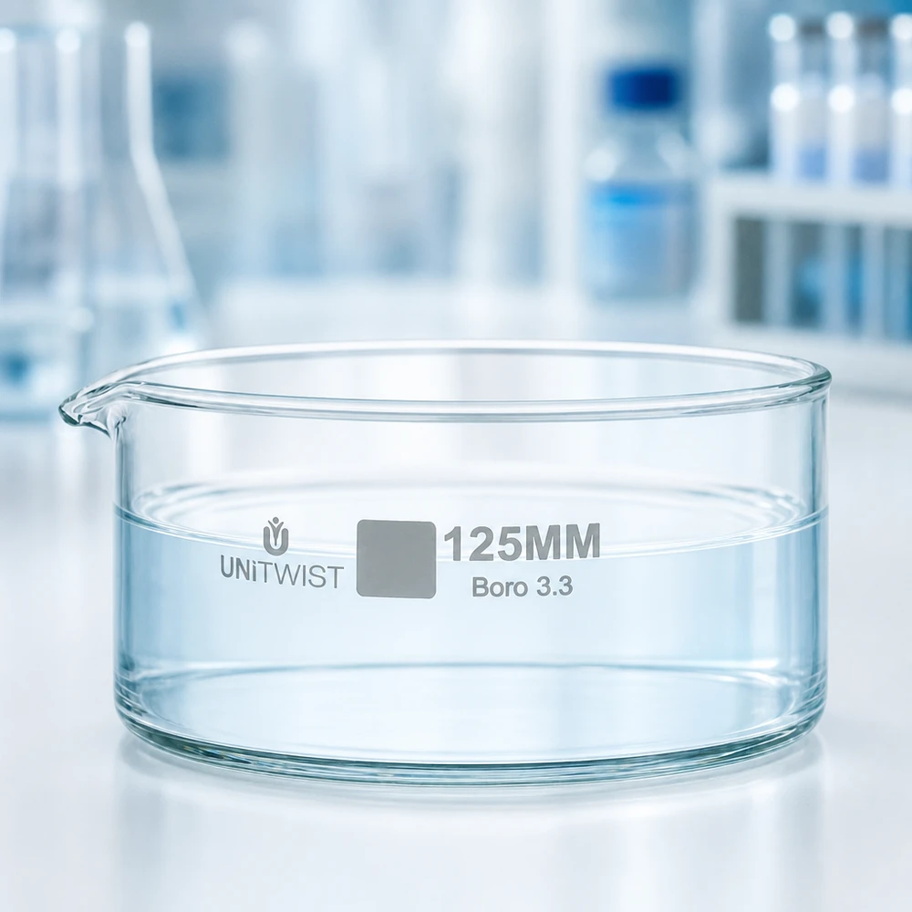 Kristallisierschale ø125mm Borosilikatglas UNiTWIST UNiTWIST Kristallisierschale 125mm Boro 3.3 niedriger zylindrischer Glaskorpus Laborausstattung