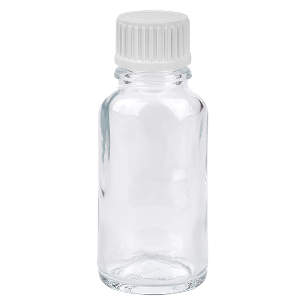 20ml Globuliflasche 3mm Giessring weiß Standardverschluss ClearLine UT18/20