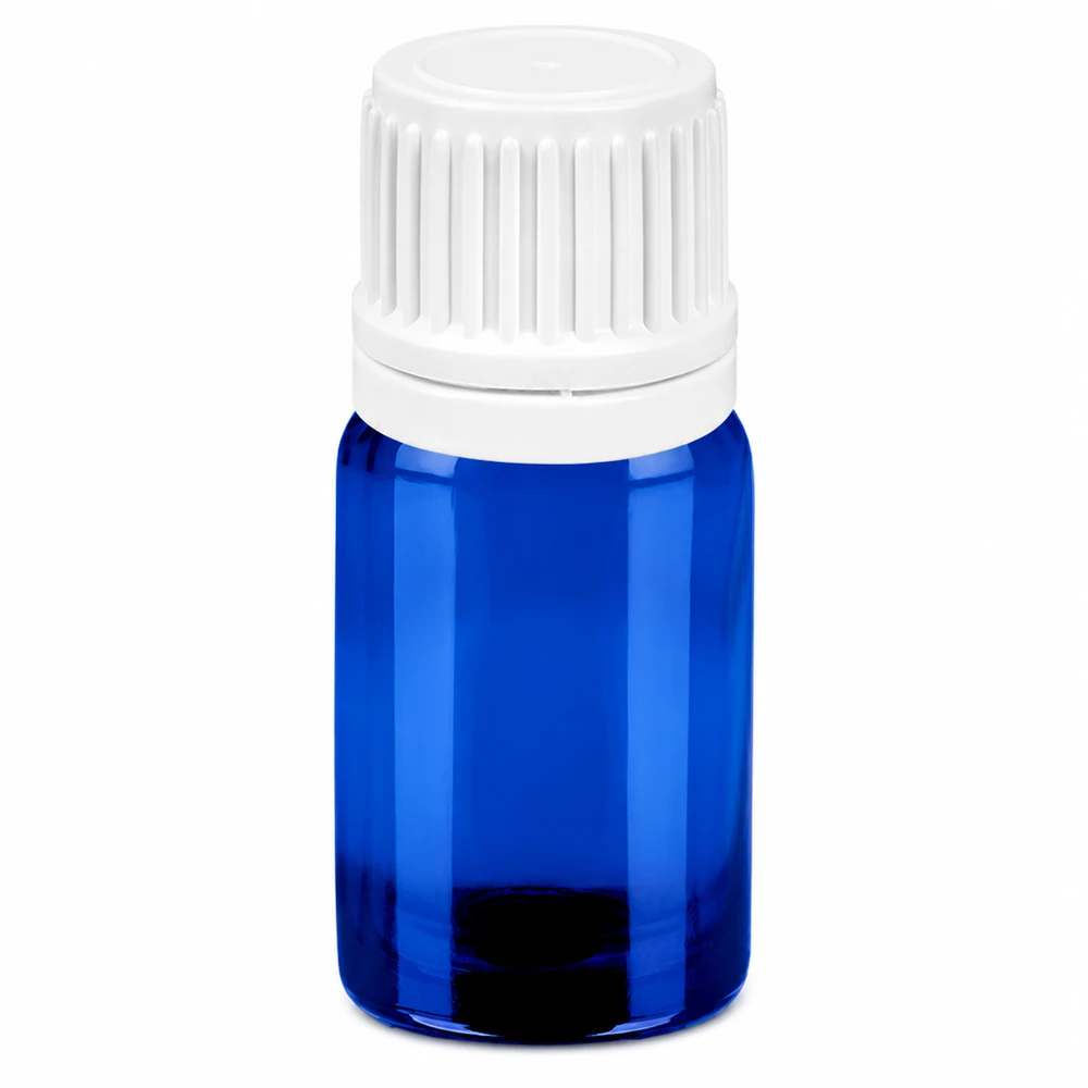 5ml Tropfflasche 0.7mm weiß Originalitätsverschluss BlueLine UT18/5 Hochwertige blaue 5ml Tropfflasche mit weißem Kunststoffverschluss für genaue Dosierung