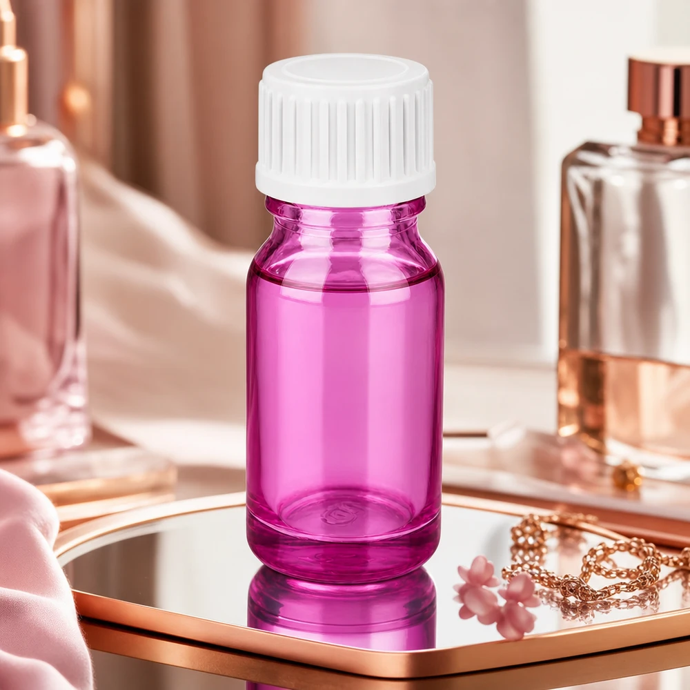 10ml (Globuli)Flasche.. 3mm Giessring weiß Standard PurpleLine. UT18/10 10ml Apothekerflasche aus gefärbtem Glas in purpur für professionelle Anmischungen