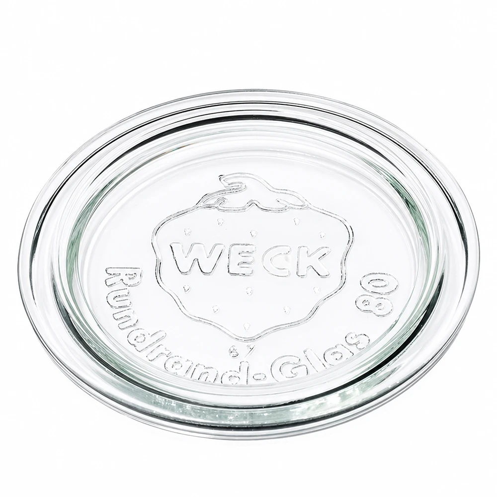 WECK Glasdeckel RR80 transparent mit eingeprägtem Logo für Einmachgläser und Weckgläser
