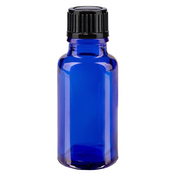 Apothekenflasche blau 20ml Tropfverschluss 1mm schwarz Standard Apothekenflasche blau 20ml Tropfverschluss 1mm schwarz Standard