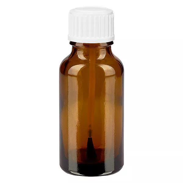 Apothekenflasche braun 20ml Schraubverschluss weiß Pinsel