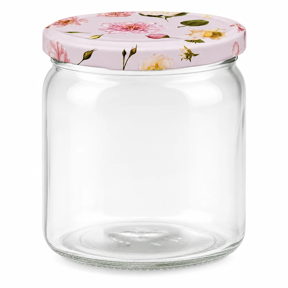 408ml Rundglas + BasicSeal Deckel Blume rosa UNiTWIST 408ml Rundglas mit rosa Blumendeckel BasicSeal Einmachglas Vorratsglas Marmeladenglas leer