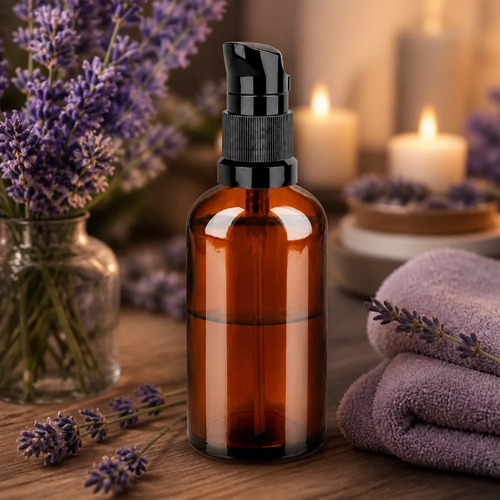 Apotheker-Pumpflasche 100ml braun mit schwarzem Pumpaufsatz für lichtempfindliche Wirkstoffe