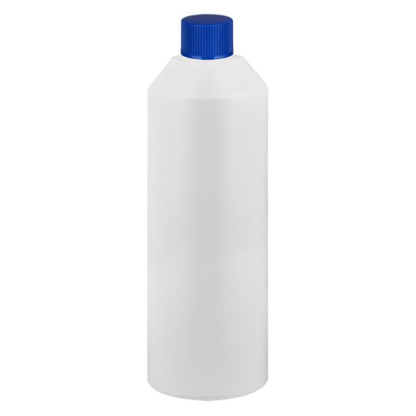 Apothekenflasche HDPE 250ml weiß, mit blauem Schraubverschluss