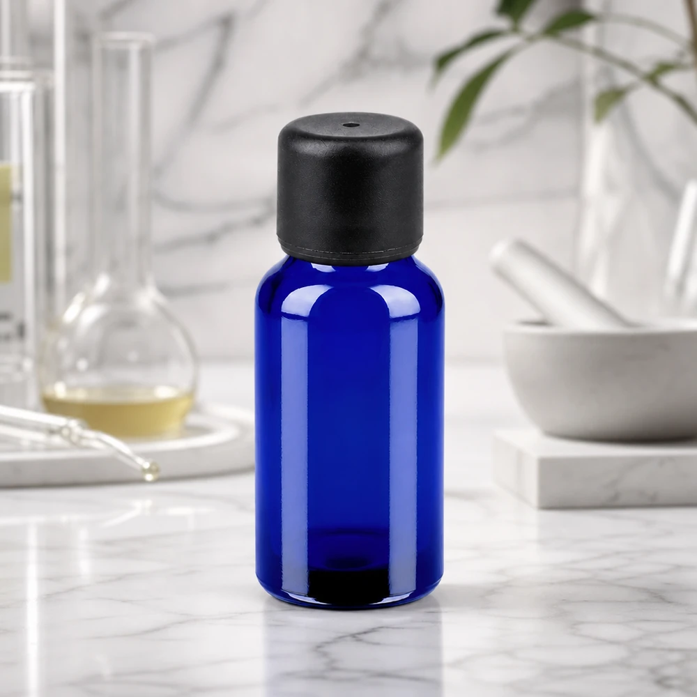 20ml Flasche 6mm Schraubverschluss schwarz Standard BlueLine UT18/20 Vielseitige blaue 20ml Flasche mit StandardVerschluss für sichere Aufbewahrung verschiedener Substanzen
