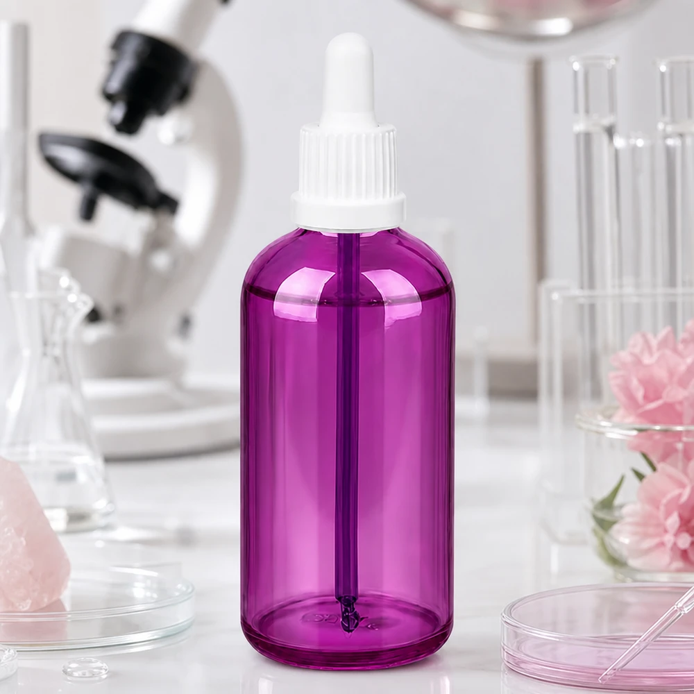100ml Pipettenflasche weiss Originalität Schraubverschlusserschluss PurpleLine UT18/100 Schlanke 100ml Glasflasche violett mit Pipette perfekt für DIY-Kosmetik und Mischungen