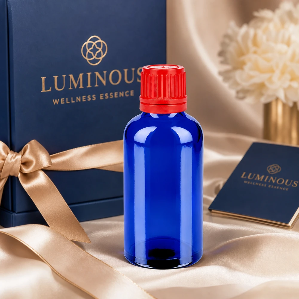 50ml Flasche 11mm Schraubverschluss rot Originalitätsverschluss BlueLine UT18/50 Praktische 50ml Aufbewahrungsflasche blau rot SV 11mm OV BlueLine UT18/50 für Seren