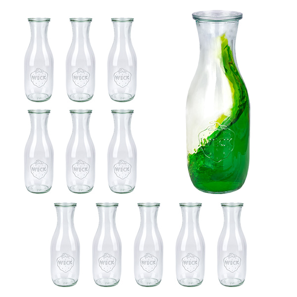 12er Set Weck Gläser 1062ml Saftflasche mit 12 Glasdeckeln