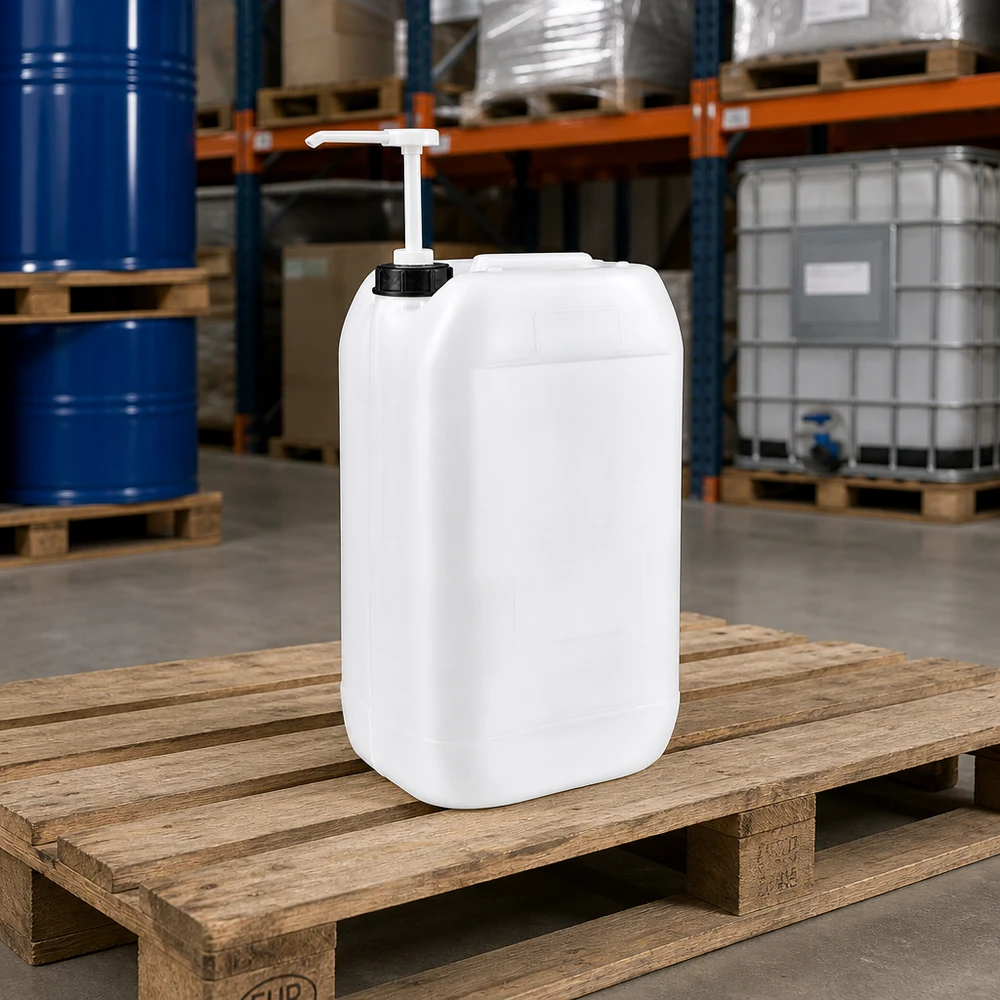 Kanister 15 Liter mit Dosierpumpe Robuster Flüssigkeitskanister 15 Liter mit Pumpaufsatz für gewerbliche Großanwendungen