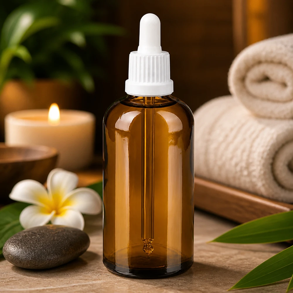 100ml Pipettenflasche weiß Originalitätsverschluss BrownLine UT18/100 Kompakte 100ml Pipettenflasche braun optimal für Reise und mobile Anwendung von Ölen