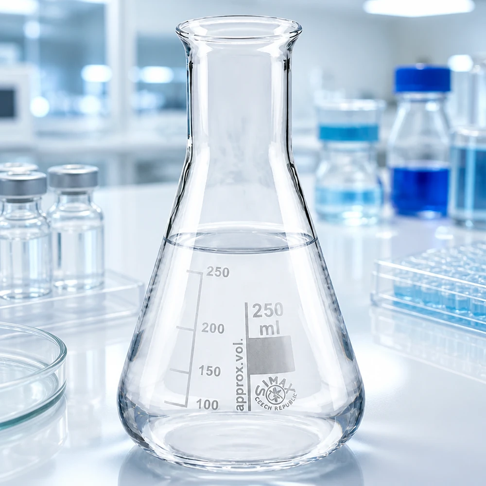 Erlenmeyerkolben 250ml Enghals Wissenschaftlicher Glaskolben 250ml mit schmalem Hals für kontrollierte Reaktionen